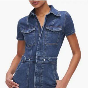 Good American Fit For Success Denim Jumpsuit Size M